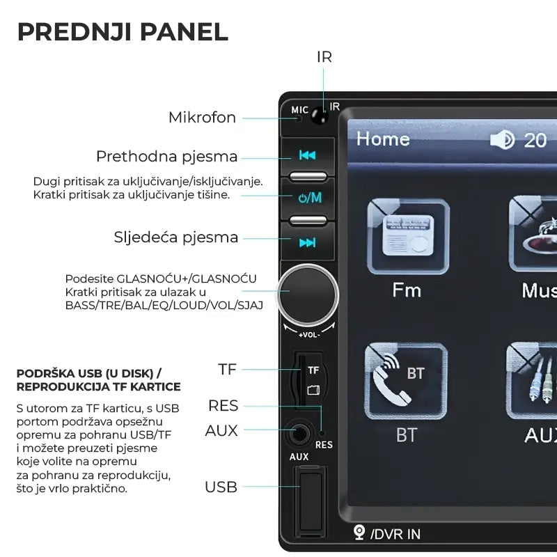 AUTO RADIO LCD WDS-35 s kamerom za parking