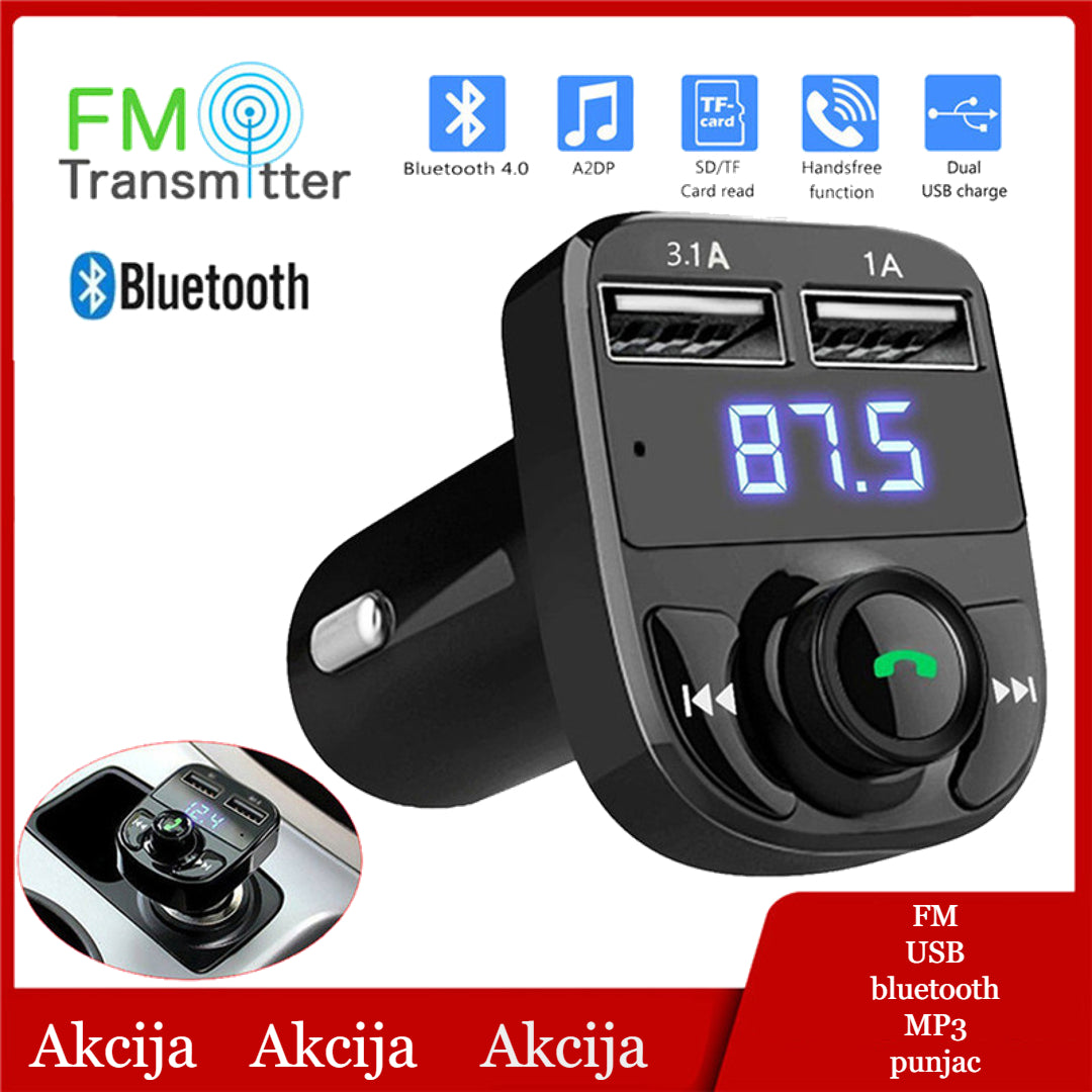 FM transmiter za auto | USB, bluetooth, punjač, MP3 player